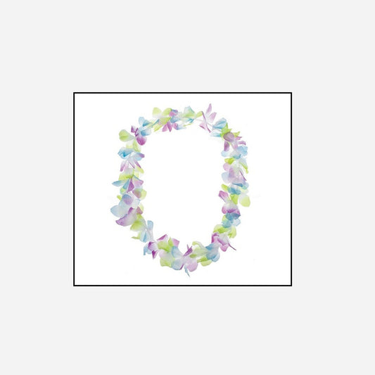 Collier de fleurs tahiti multicolore pastel 60 mm