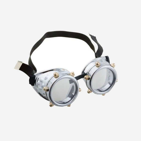 Lunettes steampunk argent avec boulons