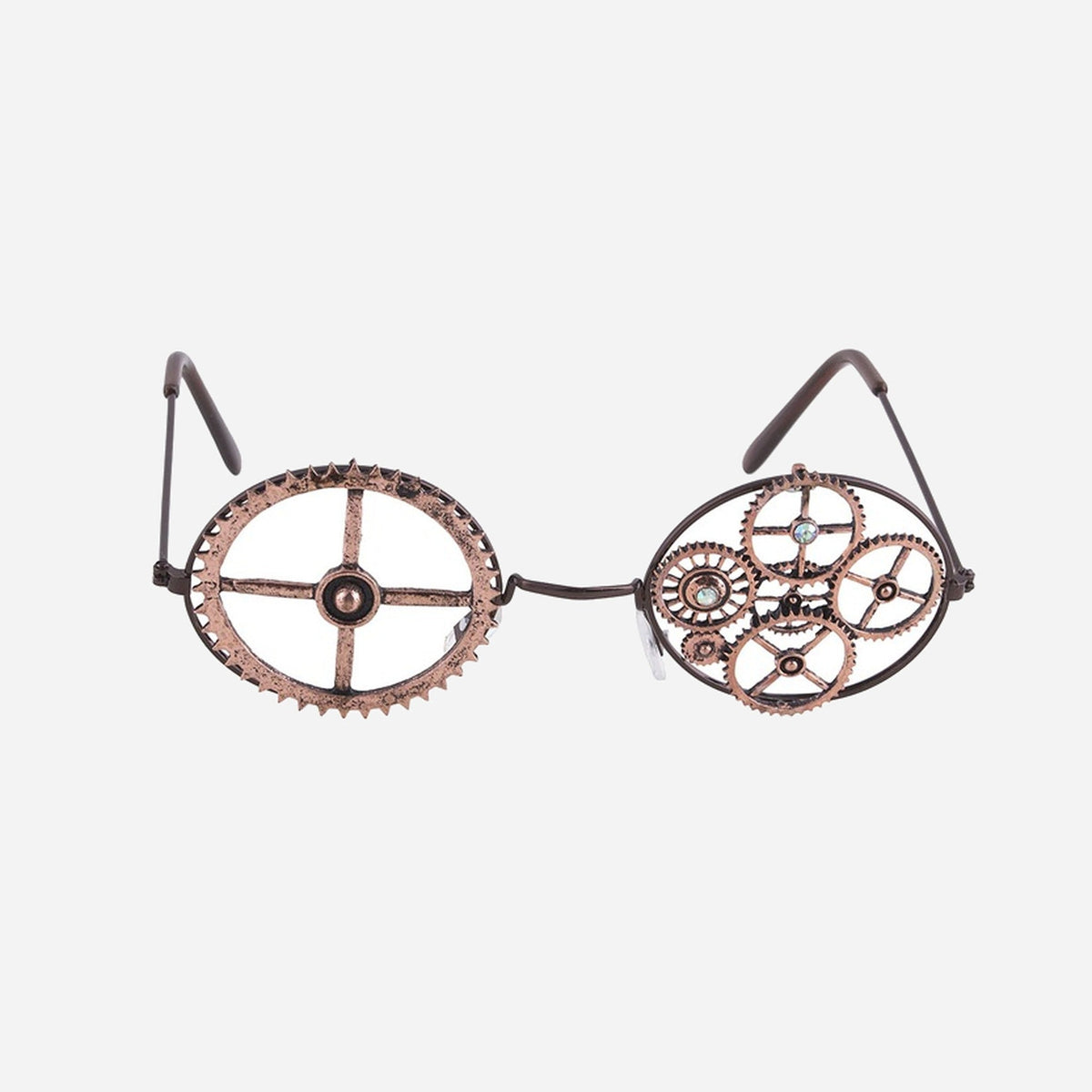 Lunettes rondes steampunk engrenages avec strass