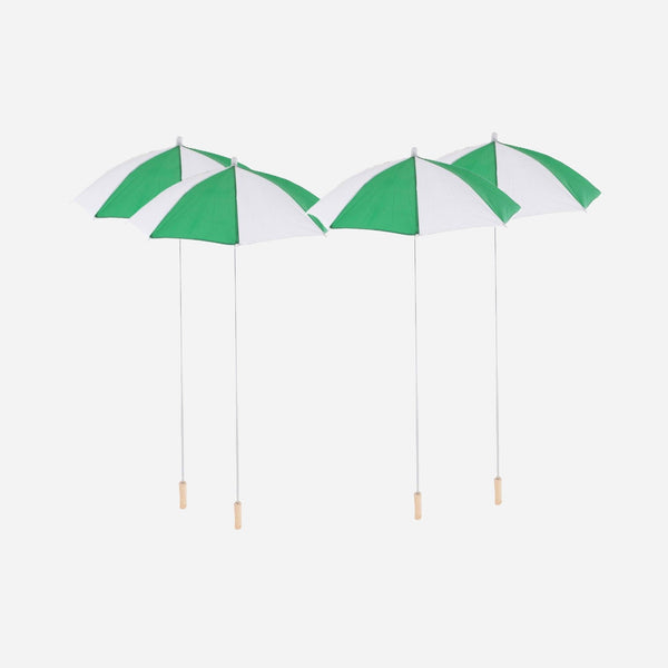 Lot de 4 parapluies clown vert & blanc 1,05 m