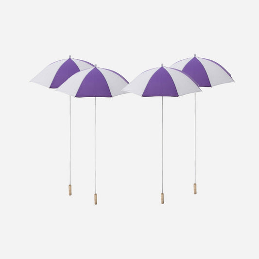 Lot de 4 parapluies clown violet & blanc 1,05 m