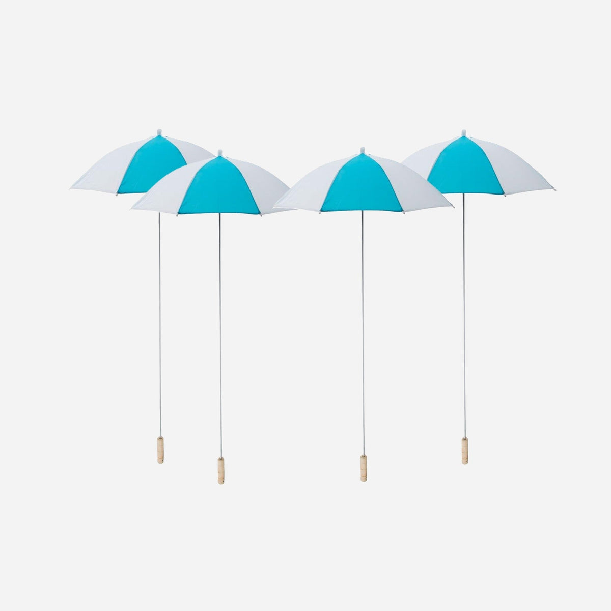 Lot de 4 parapluies clown turquoise & blanc 1,05 m