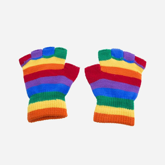 Paire de mitaines rainbow arc en ciel de déguisement