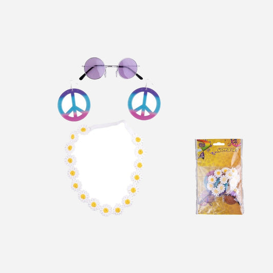 Set accessoires Hippie Peace & Love 4 pièces