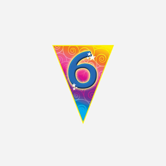 Guirlande 10 fanions "6" 5 m