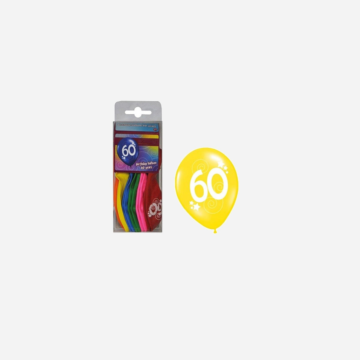 Lot de 12 ballons motif "60ans" assorti 30 cm