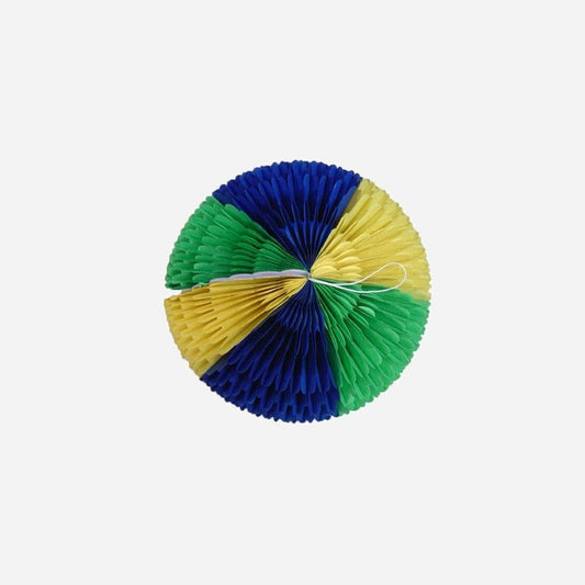 Boule festonnée vert jaune bleu 30 cm
