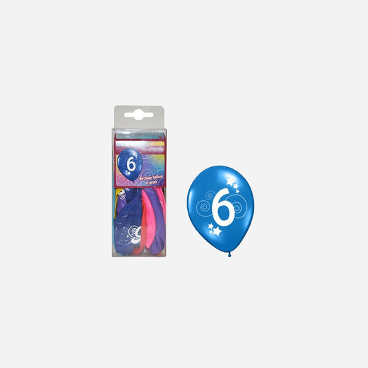 Lot de 12 ballons "6" 30 cm