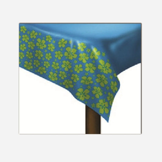 Nappe en plastique fleurs Tahiti 1.40x2,75 m bleu