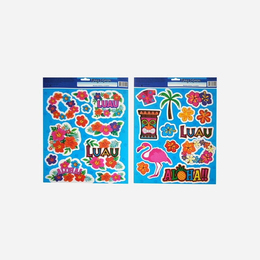 Carte avec 11 stickers électrostatiques Tahiti Hawai