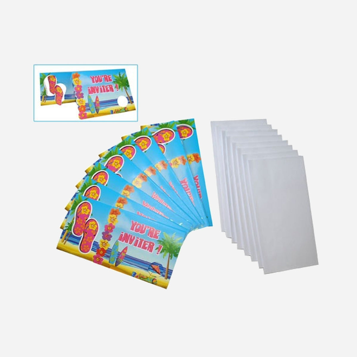 Lot de 8 enveloppes & cartons d'invitation Tahiti Hawai