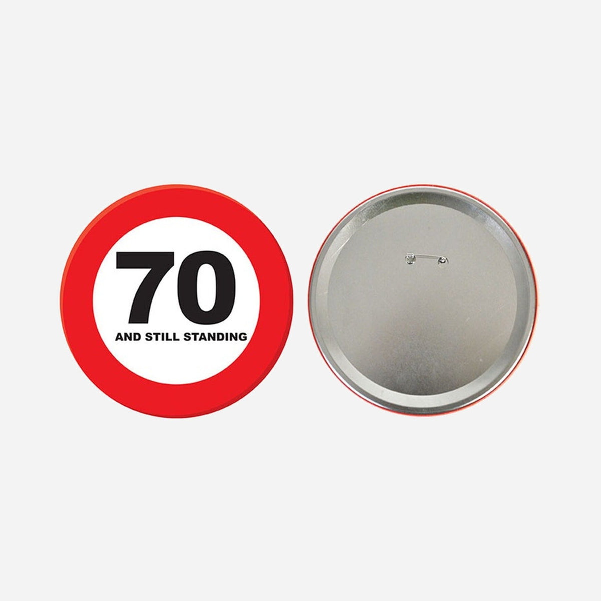 Badge métallique géant 70 ans 15 cm