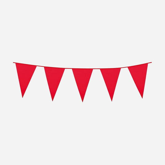 Guirlande 10 fanions uni rouge 5 m