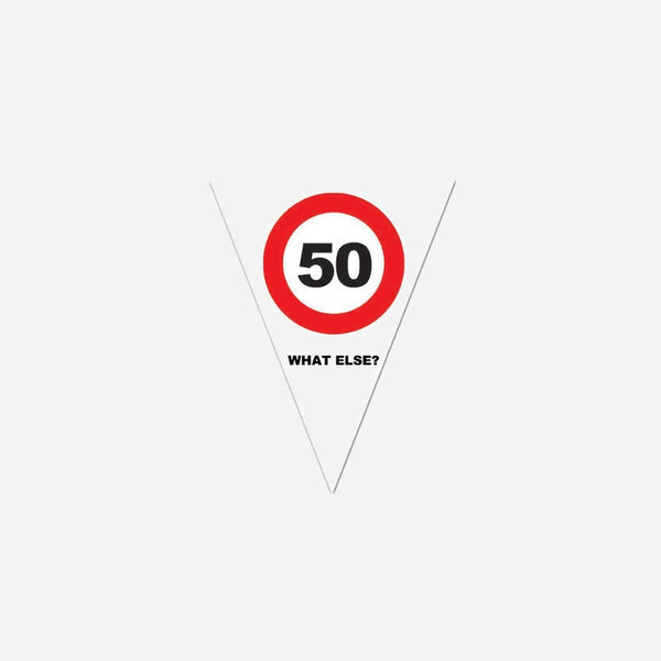 Guirlande 10 fanions "what else?" 50 ans 5 m
