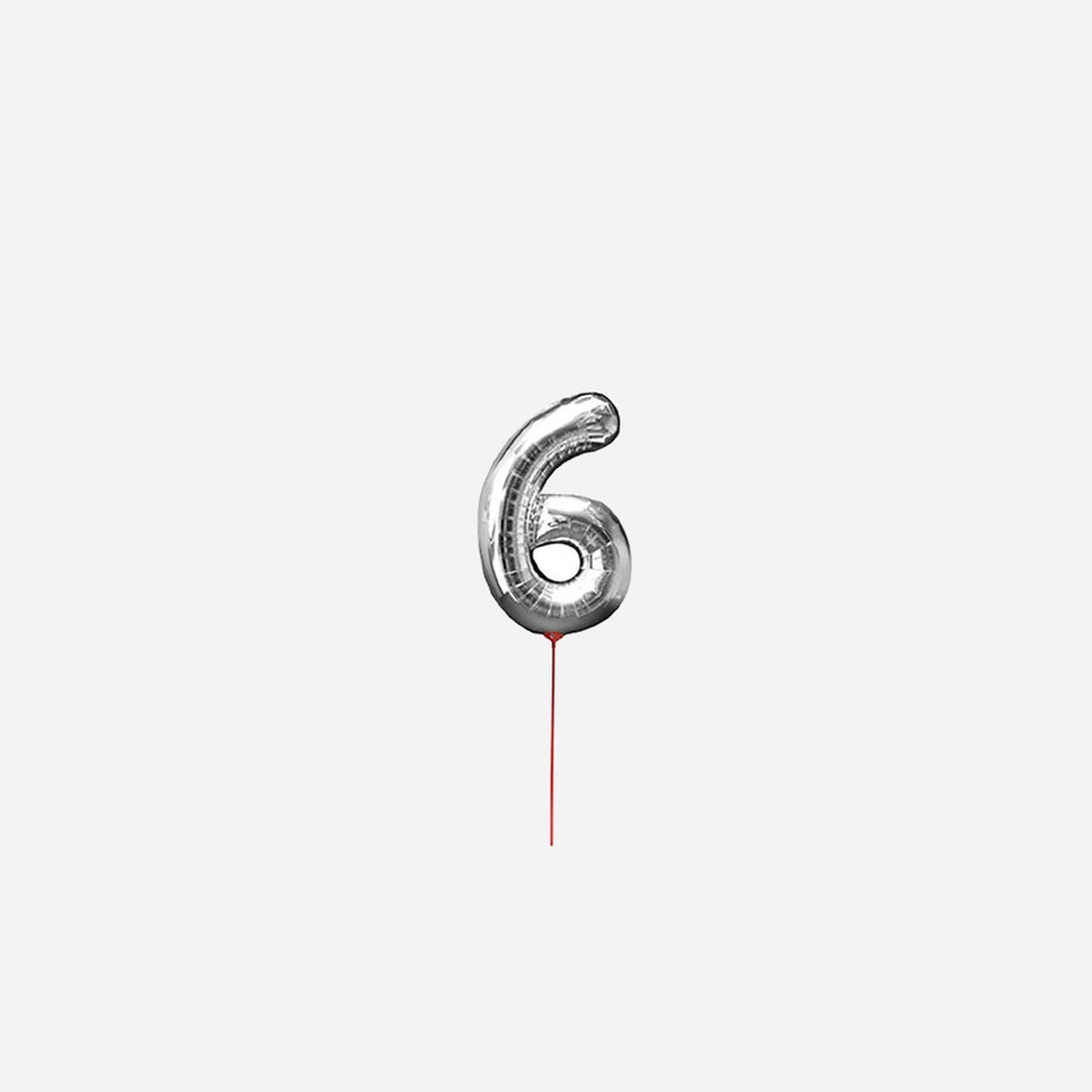 Ballon chiffre "6" en aluminium avec bâton 30 cm
