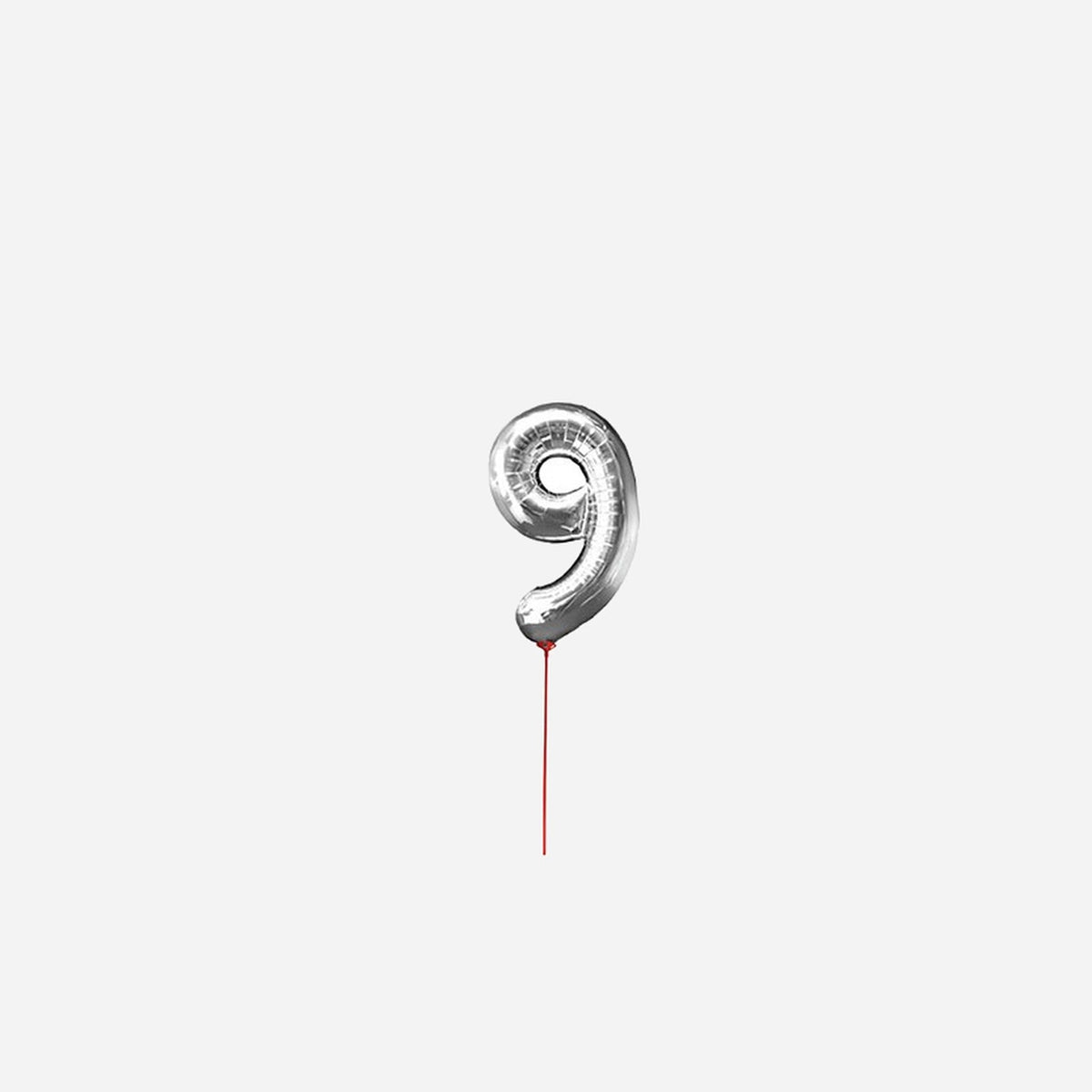 Ballon chiffre "9" en aluminium avec bâton 30 cm