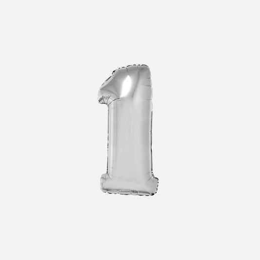 Ballon chiffre "1" en aluminium argent 80 cm