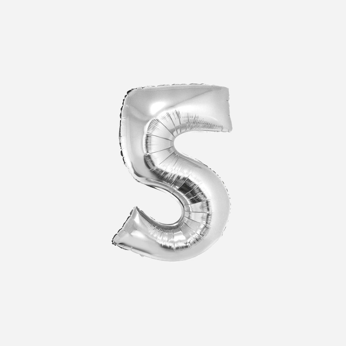 Ballon chiffre "5" en aluminium argent 80 cm