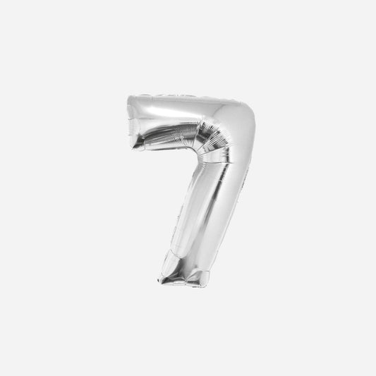 Ballon chiffre "7" en aluminium argent 80 cm