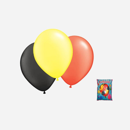 Lot de 100 ballons noir jaune rouge Allemagne Belgique 30 cm