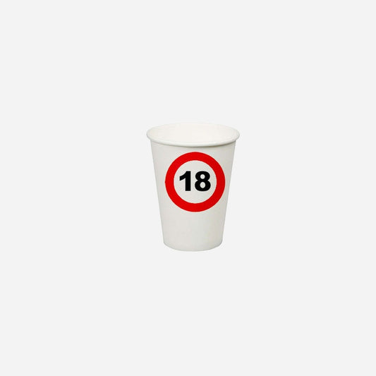 Lot de 8 gobelets "18 ans" en carton