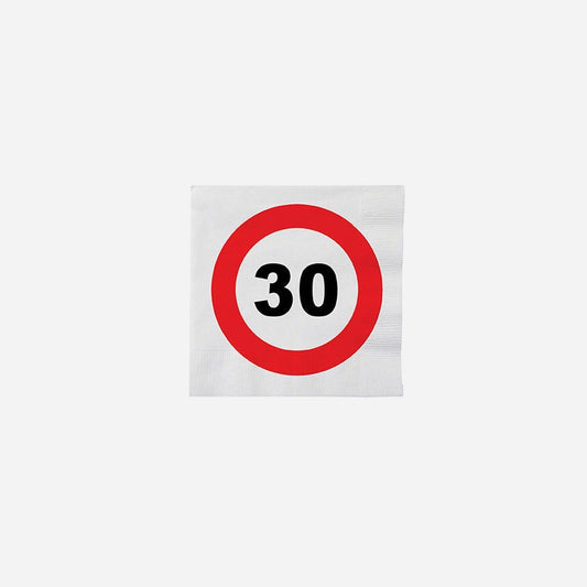 Lot de 16 serviettes "30 ans" en papier 33 cm