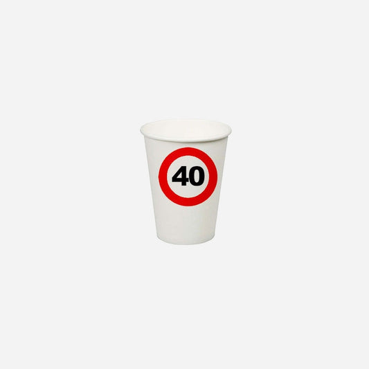 Lot de 8 gobelets "40 ans" en carton