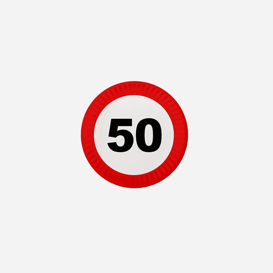 Lot de 8 assiettes "50 ans" en carton 23 cm
