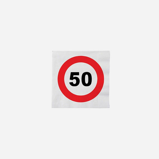 Lot de 16 serviettes "50 ans" en papier 33 cm