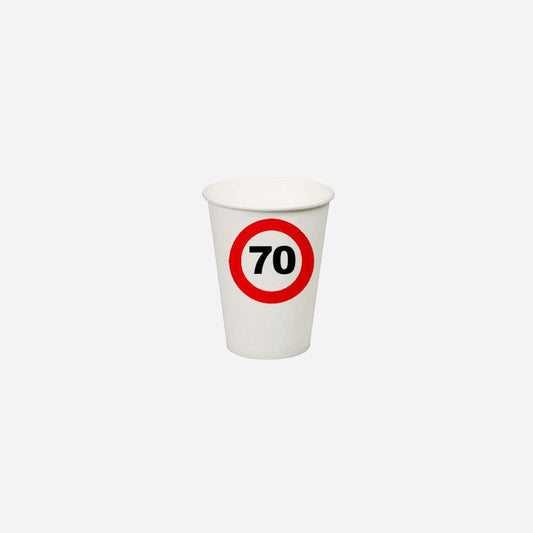 Lot de 8 gobelets "70 ans" en carton