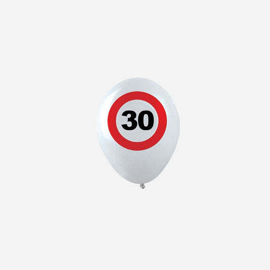 Lot de 12 ballons 30 ans blanc