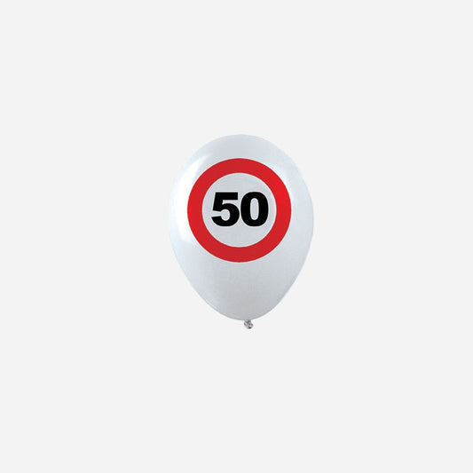 Lot de 12 ballons 50 ans blanc