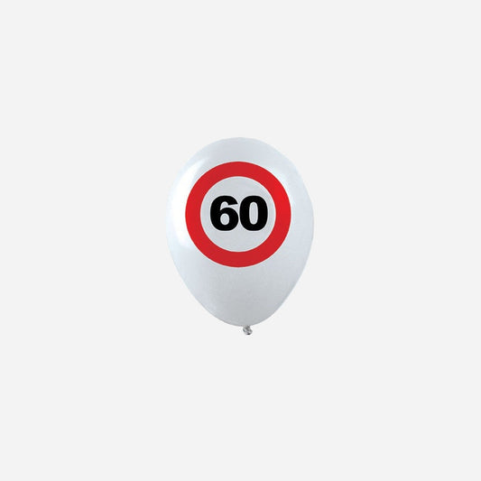 Lot de 12 ballons 60 ans blanc