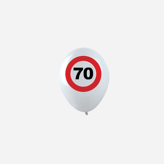 Lot de 12 ballons 70 ans blanc