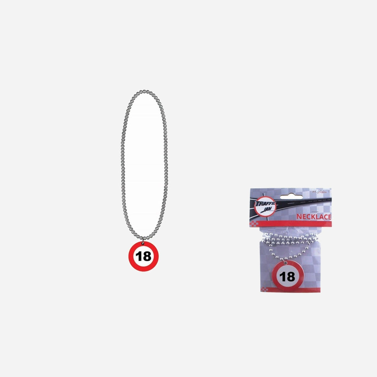 Collier anniversaire argent panneau trafic 18 ans