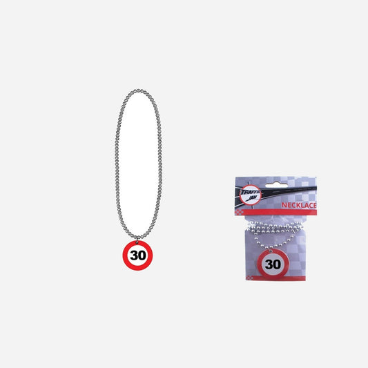 Collier anniversaire argent panneau trafic 30 ans