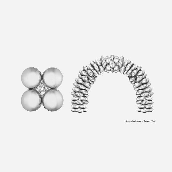 Lot de 10 ballons argent 76 cm pour arche