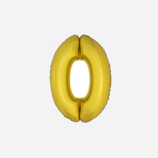 Ballon chiffre "0" en aluminium or 1 m