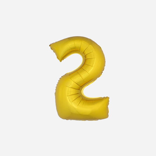 Ballon chiffre "2" en aluminium or 1 m