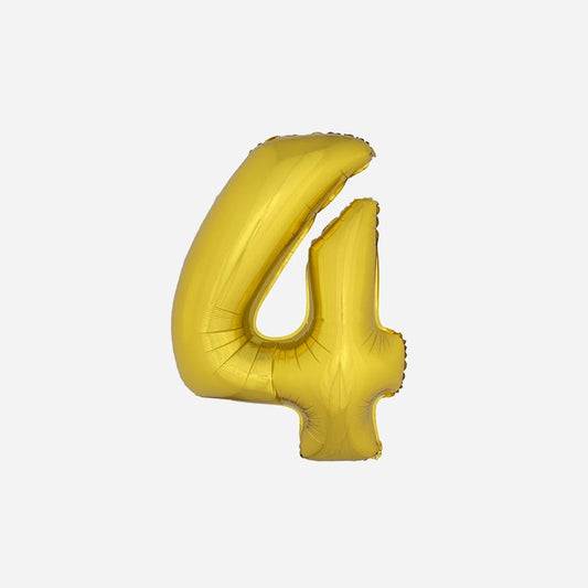 Ballon chiffre "4" en aluminium or 1 m