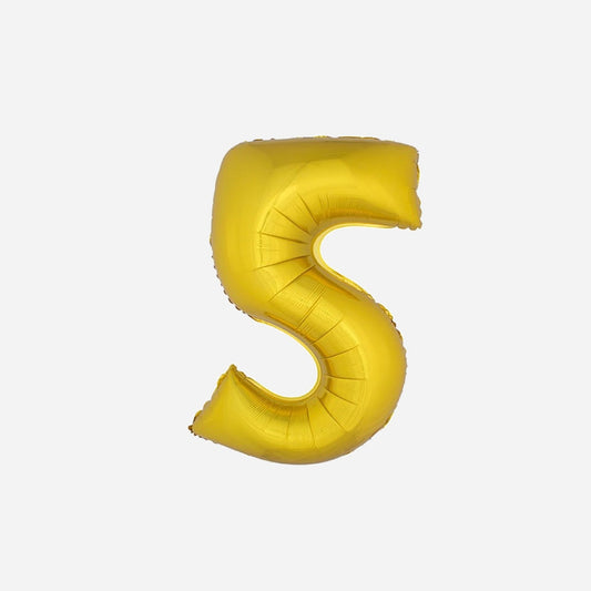 Ballon chiffre "5" en aluminium or 1 m