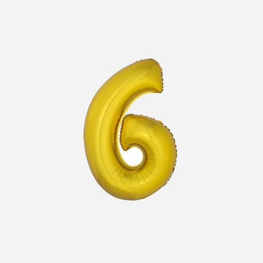 Ballon chiffre "6" en aluminium or 1 m
