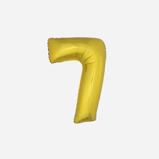 Ballon chiffre "7" en aluminium or 1 m
