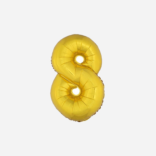 Ballon chiffre "8" en aluminium or 1 m