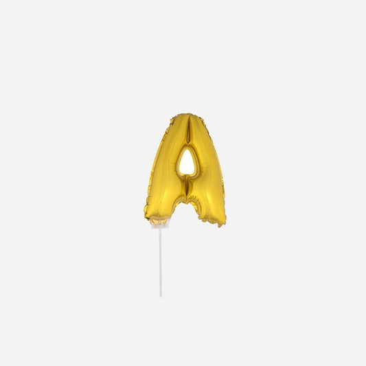 Ballon lettre "A" en aluminium avec bâton 41 cm or
