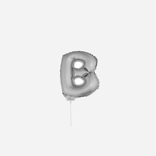 Ballon lettre "B" en aluminium avec bâton 41 cm argent
