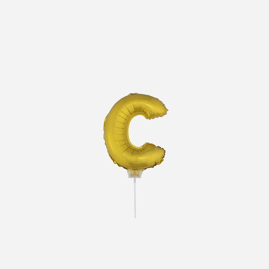 Ballon lettre "C" en aluminium avec bâton 41 cm or