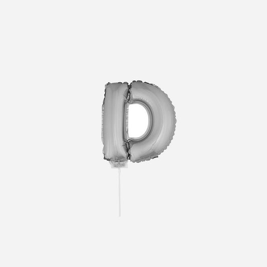 Ballon lettre "D" en aluminium avec bâton 41 cm argent