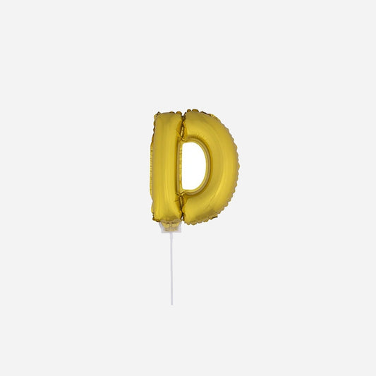 Ballon lettre "D" en aluminium avec bâton 41 cm or