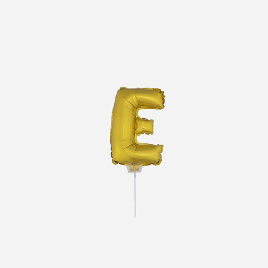 Ballon lettre "E" en aluminium avec bâton 41 cm or